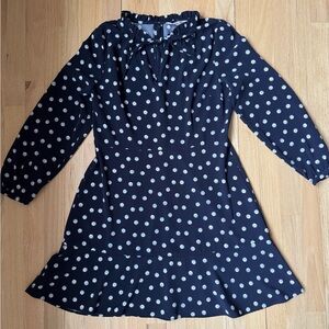 LOFT navy dress with floral motif.  Size 8 Petite.